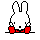 Animated GIF of Miffy holding her head in her hands.